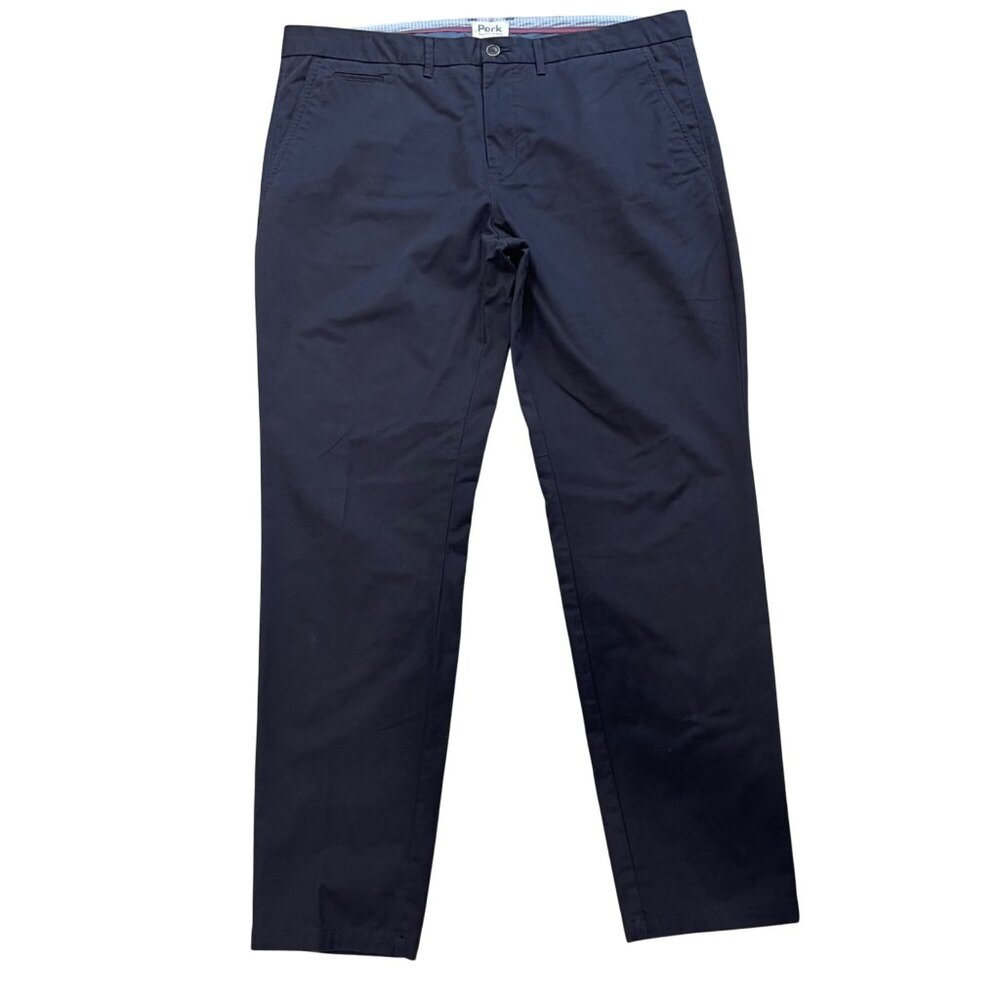 Perk Slim Fit & Stretch Feel Good Chinos Men's Size 42‎ X 34 Blue Pants Cotton